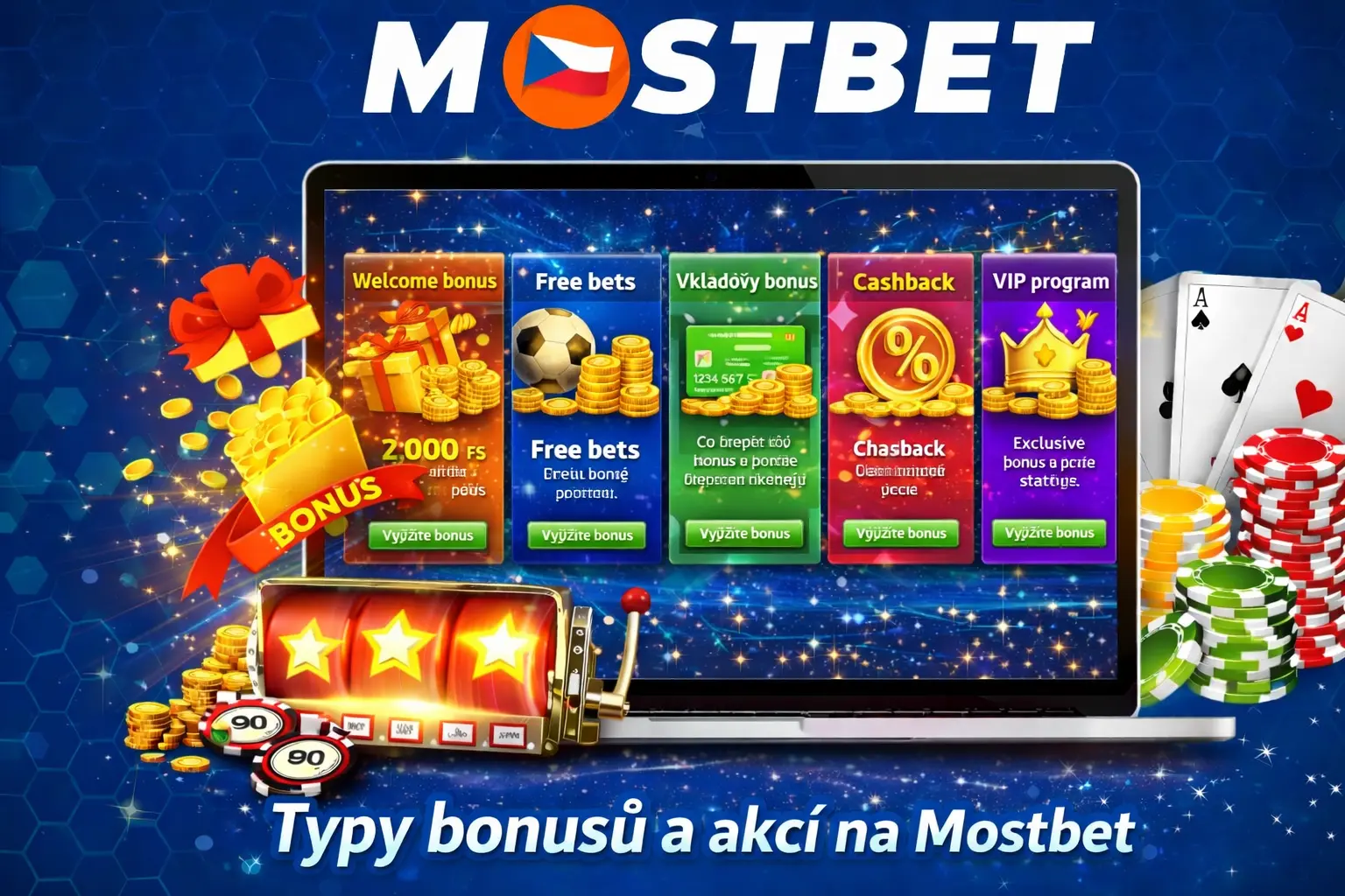 Typy bonusů a akcí na Mostbet